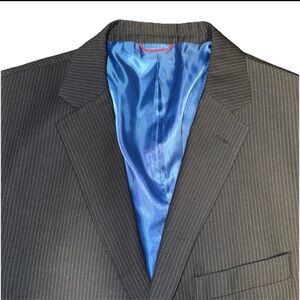 Billy London UK Pinstripe Suit Jacket 40 L Black Modern Academia Professional